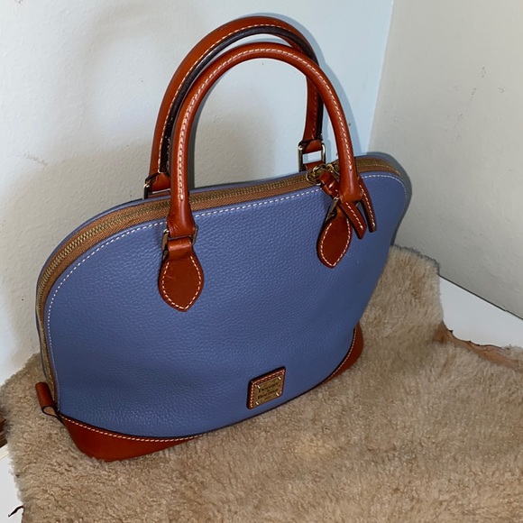 Dooney & Bourke Pebble Grain Zip Zip Satchel in Blue and Brown - Picture 14 of 15
